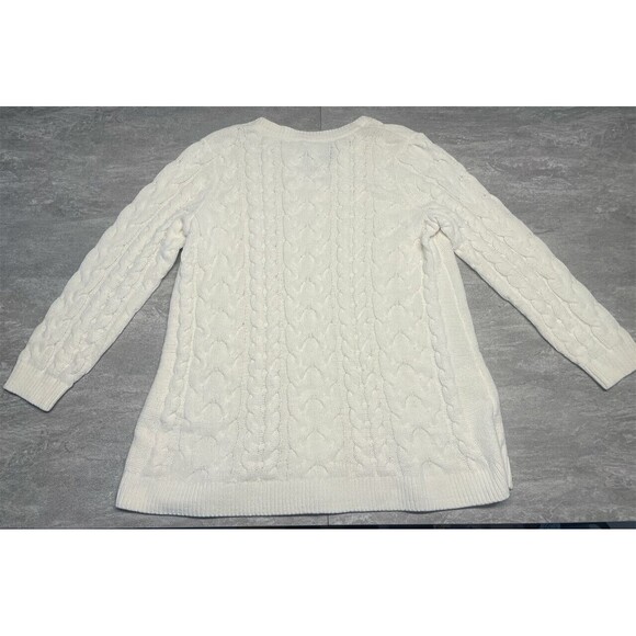 J Jill Chenille Sweater Womens Sz XL Cream Ivory Cable Knit Pullover Long Sleeve - Picture 3 of 4
